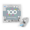 Personalized Milestone 100th Birthday Confetti JUST CANDY® favor cube with Hershey's Kisses