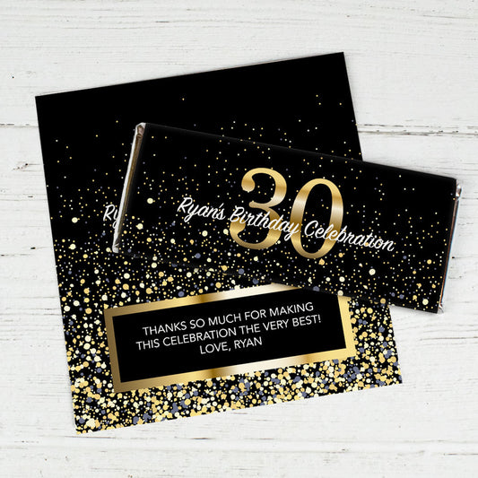 Personalized Milestone Elegant Birthday Bash 30th Chocolate Bar Wrappers