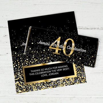 Personalized Milestone Elegant Birthday Bash 40th Chocolate Bar Wrappers