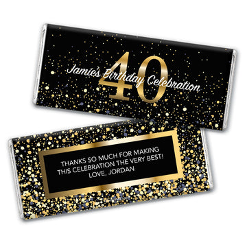 Personalized Milestone Elegant Birthday Bash 40 Hershey's Milk Chocolate Bar & Wrapper