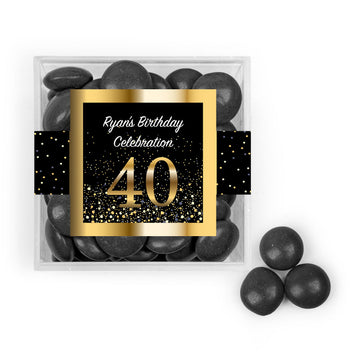 Personalized Milestone 40th Elegant Birthday Bash JUST CANDY favor cube with Just Candy Milk Chocolate Minis