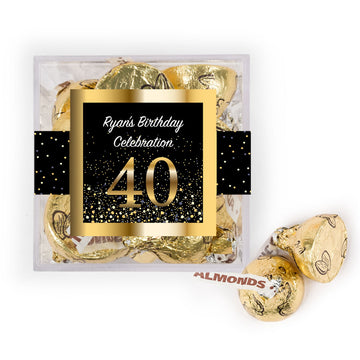 Personalized Milestone 40th Elegant Birthday Bash JUST CANDY favor cube with Hershey's Kisses