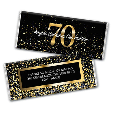 Personalized Milestone Elegant Birthday Bash 70 Hershey's Milk Chocolate Bar & Wrapper