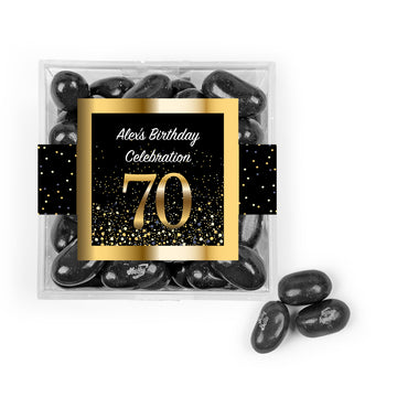 Personalized Milestones 70th Elegant Birthday Bash JUST CANDY favor cube with Jelly Belly Jelly Beans