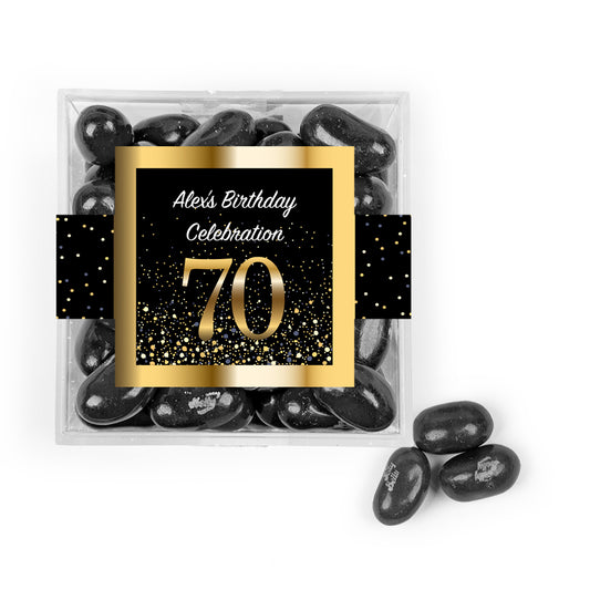 Personalized Milestones 70th Elegant Birthday Bash JUST CANDY® favor cube with Jelly Belly Jelly Beans