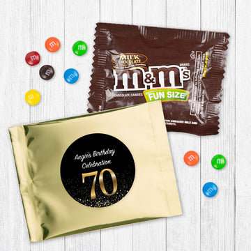 Personalized 70th Milestone Birthday 70 Elegant Birthday Bash Candy Favor Bag - M&Ms or Skittles