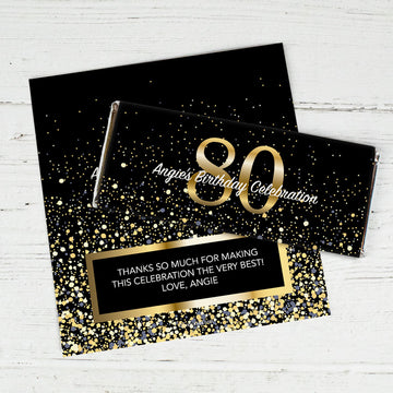 Personalized Milestone Elegant Birthday Bash 80th Chocolate Bar Wrappers