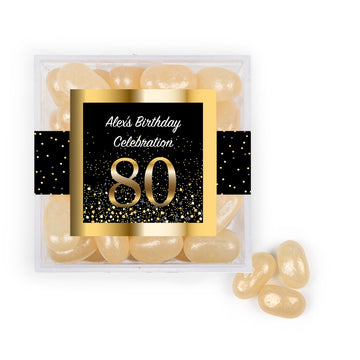 Personalized Milestones 80th Elegant Birthday Bash JUST CANDY favor cube with Jelly Belly Jelly Beans