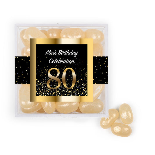 Personalized Milestones 80th Elegant Birthday Bash JUST CANDY® favor cube with Jelly Belly Jelly Beans
