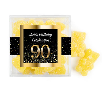 Personalized Milestones 90th Elegant Birthday Bash JUST CANDY favor cube with Sugar Sanded Gummy Bears