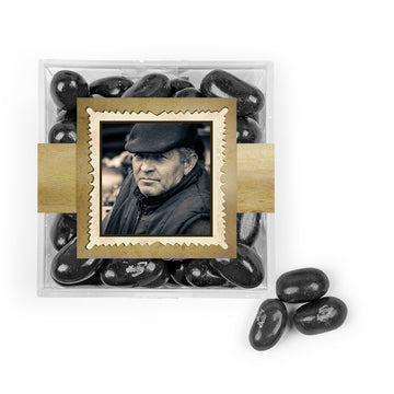 Personalized Milestones 60th Birthday Years in the Making JUST CANDY favor cube with Jelly Belly Jelly Beans