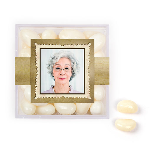 Personalized Milestones 70th Birthday Years in the Making JUST CANDY® favor cube with Jelly Belly Jelly Beans