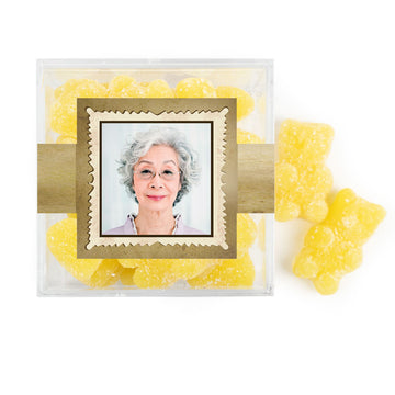 Personalized Milestones 70th Birthday Years in the Making JUST CANDY favor cube with Sugar Sanded Gummy Bears