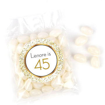 Personalized Birthday Glimmering Gold Candy Bag with Jelly Beans