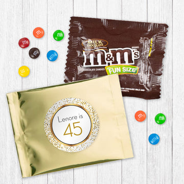 Personalized Birthday Glimmering Gold Candy Favor Bag - M&Ms or Skittles