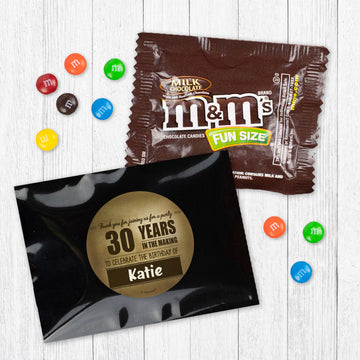 Personalized 30th Milestone Birthday 30 Years in the Making Candy Favor Bag - M&Ms or Skittles
