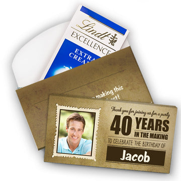 Deluxe Personalized Milestone 40th Birthday Years in the Making Lindt Chocolate Bar in Gift Box (3.5oz)