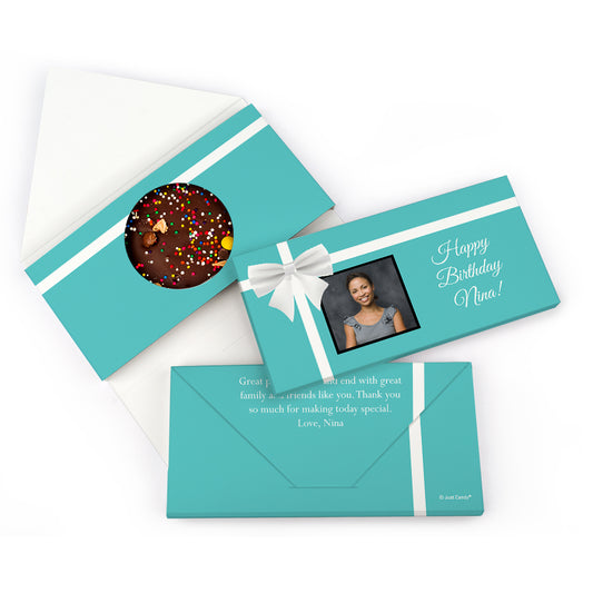 Personalized Birthday Photo & Bow Gourmet Infused Belgian Chocolate Bars (3.5oz)