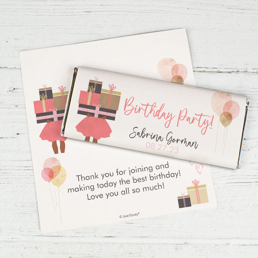 Personalized Birthday Party Balloons And Presents Hershey's Chocolate Bar Wrappers