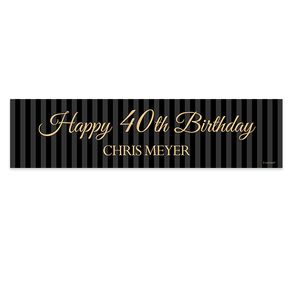 Personalized Birthday 40th Regal Stripes 5 Ft. Banner