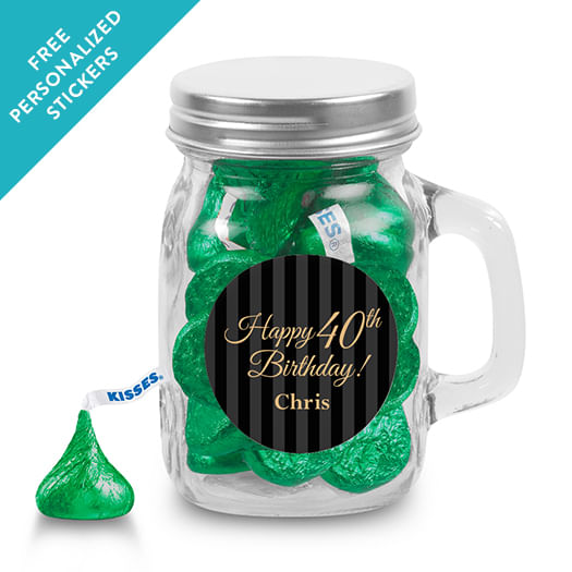 Milestones Personalized Mini Mason Mug 40th Birthday Favors (12 Pack)