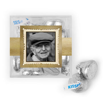 Personalized Milestone 80th Birthday Years in the Making JUST CANDY favor cube with Hershey's Kisses
