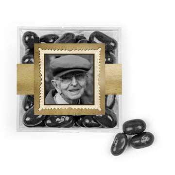 Personalized Milestones 90th Birthday Years in the Making JUST CANDY favor cube with Jelly Belly Jelly Beans