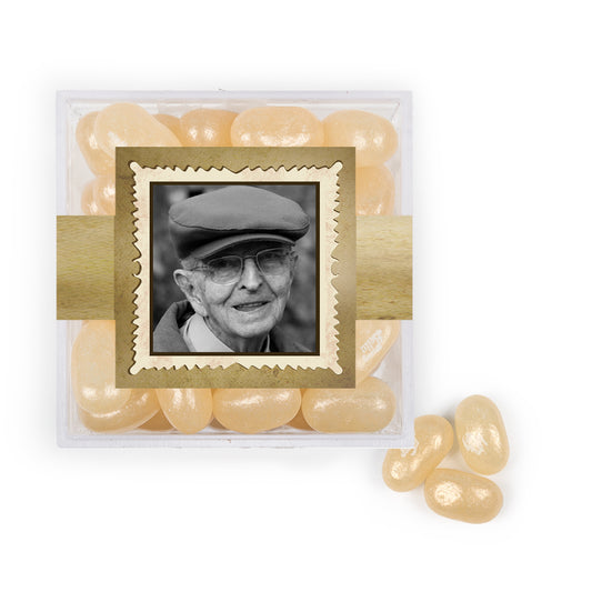 Personalized Milestones 90th Birthday Years in the Making JUST CANDY® favor cube with Jelly Belly Jelly Beans