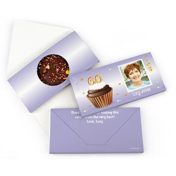 Personalized Milestone Birthday 60th Cupcake Photo Gourmet Infused Belgian Chocolate Bars (3.5oz)