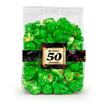 Personalized Milestone 50th Birthday Candy Coated Popcorn 3.5oz Bag