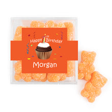 Personalized First Birthday JUST CANDY® favor cube with Sugar Sanded Gummy Bears Cupcake