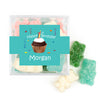 Personalized First Birthday JUST CANDY® favor cube with Sugar Sanded Gummy Bears Cupcake