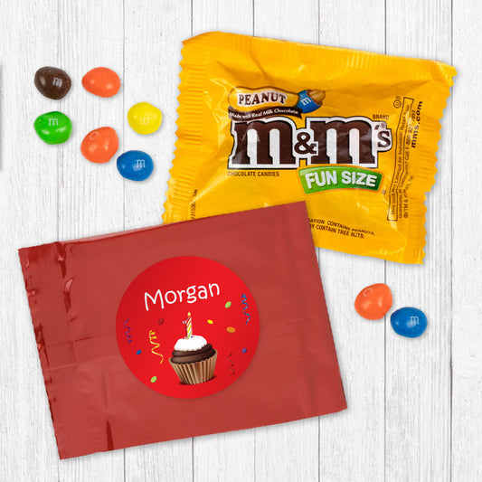 Personalized First Birthday Cupcake Peanut M&Ms Favor Bag