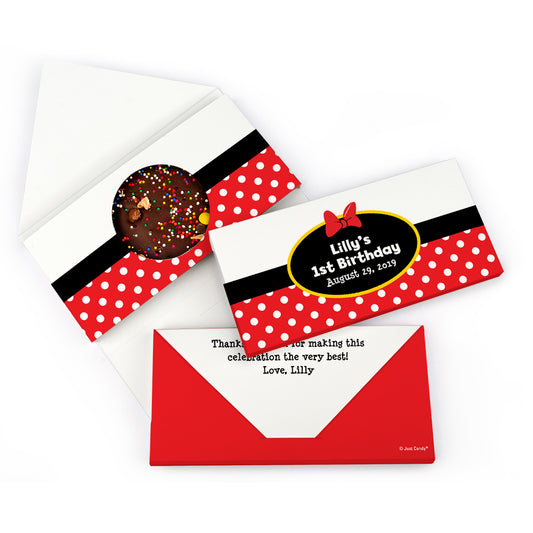 Personalized Birthday Minnie Themed Gourmet Infused Belgian Chocolate Bars (3.5oz)