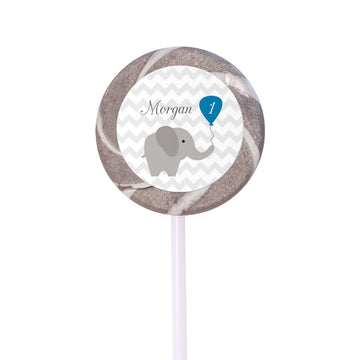 Birthday Personalized Small Silver Swirly Pop Chevron Dots Elephant (24 Pack)