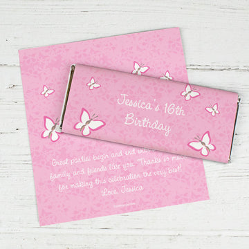 Birthday Personalized Chocolate Bar Wrappers Butterfly Garden