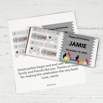 Birthday Personalized Chocolate Bar Wrappers Video Gamer