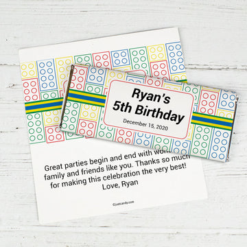 Birthday Personalized Chocolate Bar Wrappers Lego Theme Brick