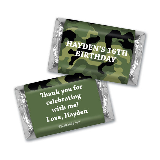 Birthday Personalized Hershey's Miniatures Military Army Green Camo