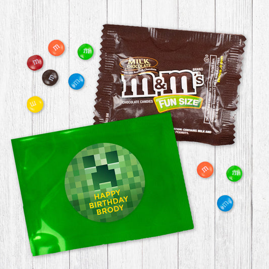 Personalized Kids Birthday Creeper Craft Chocolate M&Ms Favor Bag