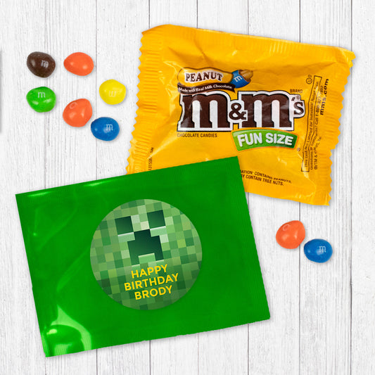 Personalized Kids Birthday Creeper Craft Chocolate M&Ms Favor Bag