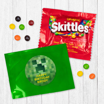 Personalized Kids Birthday Creeper Craft Skittles Favor Bag