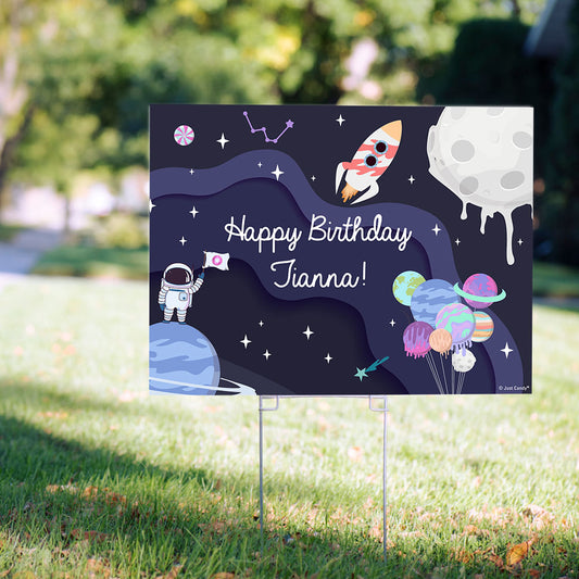 Personalized Kids Birthday Out of this world Yard Sign and Stake