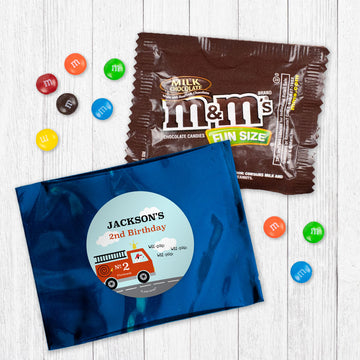 Personalized Kids Birthday Fire Truck Candy Favor Bag - M&Ms or Skittles
