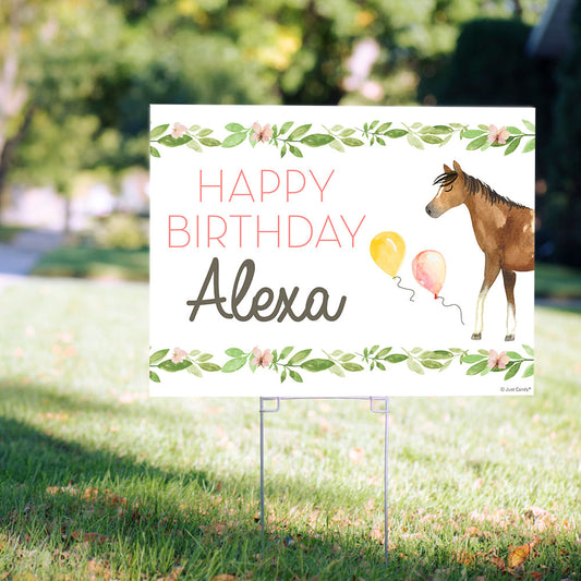 Personalized Kids Birthday Horses Yard Sign and Stake