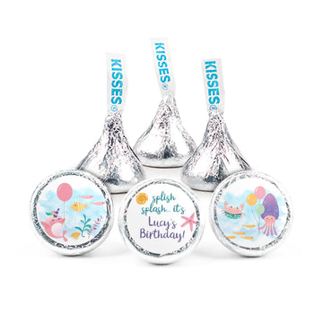 Personalized Mermaid Birthday 3/4" Stickers (108 Stickers) - Watercolor Mermaid