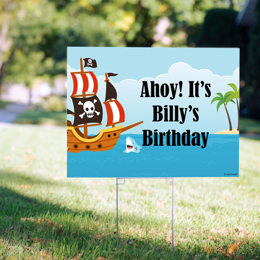 Personalized Kids Birthday Pirate Yard Sign and Stake