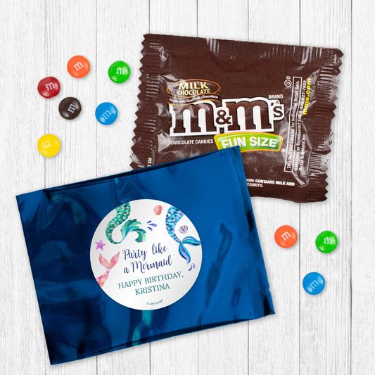 Personalized Kids Birthday Mermaid Tails Chocolate M&Ms Favor Bag
