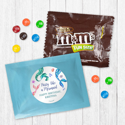 Personalized Kids Birthday Mermaid Tails Chocolate M&Ms Favor Bag