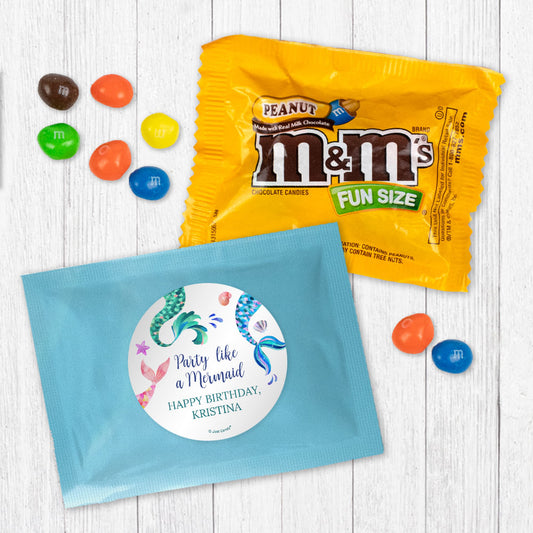 Personalized Kids Birthday Mermaid Tails Peanut M&Ms Favor Bag